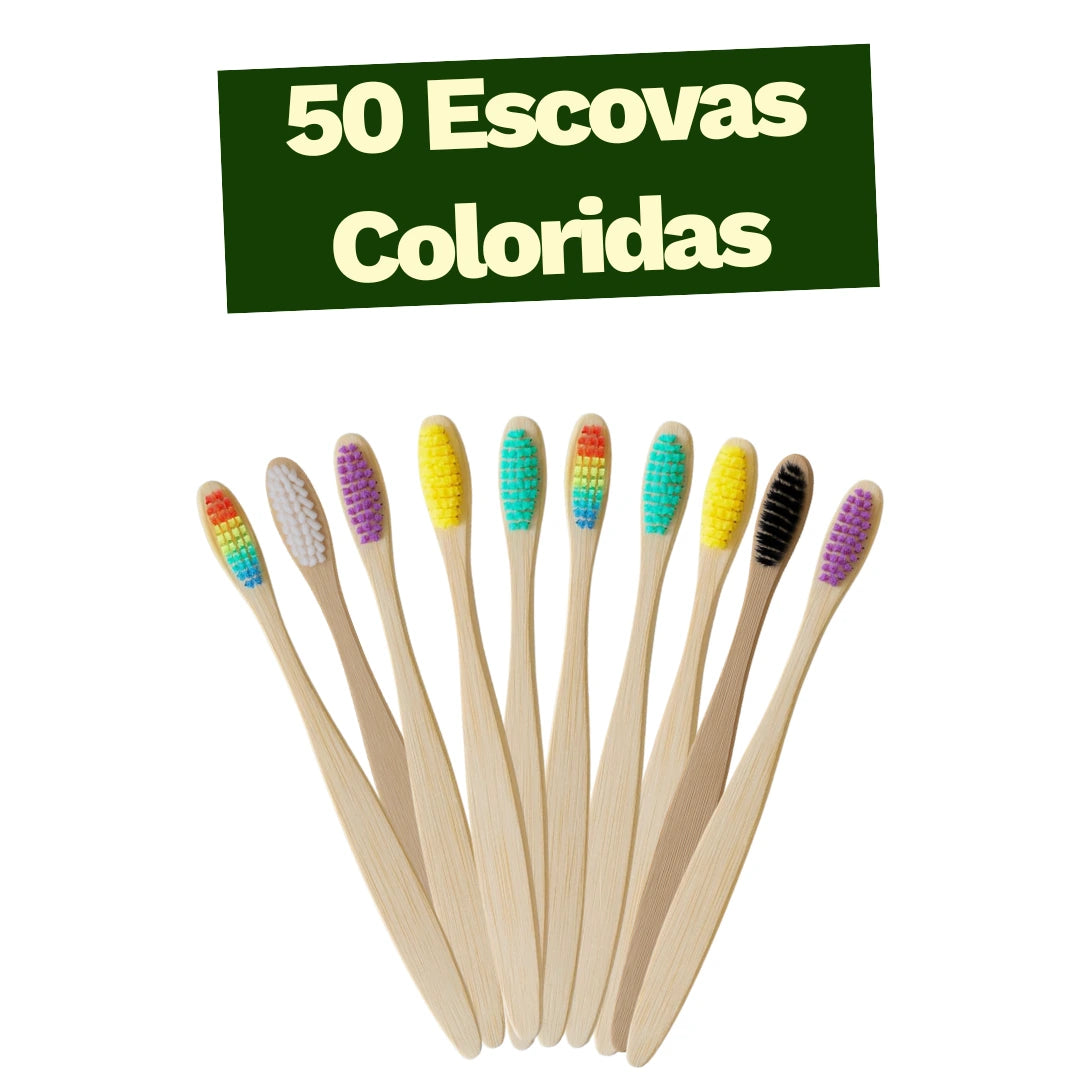 Kit 50 Escovas de Dentes de Bambu