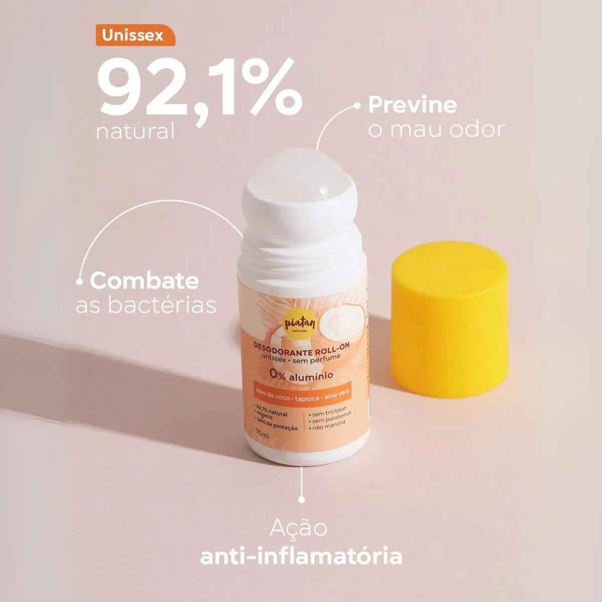 Desodorante sem alumínio Roll-On Unissex  - 75ml