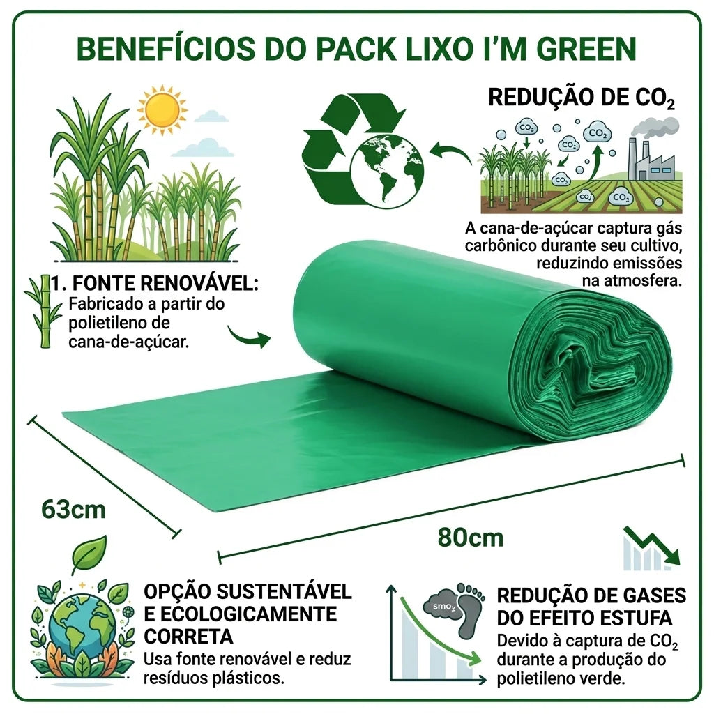 Saco de Lixo Ecológico Premium 50 Litros  - 30 Unidades
