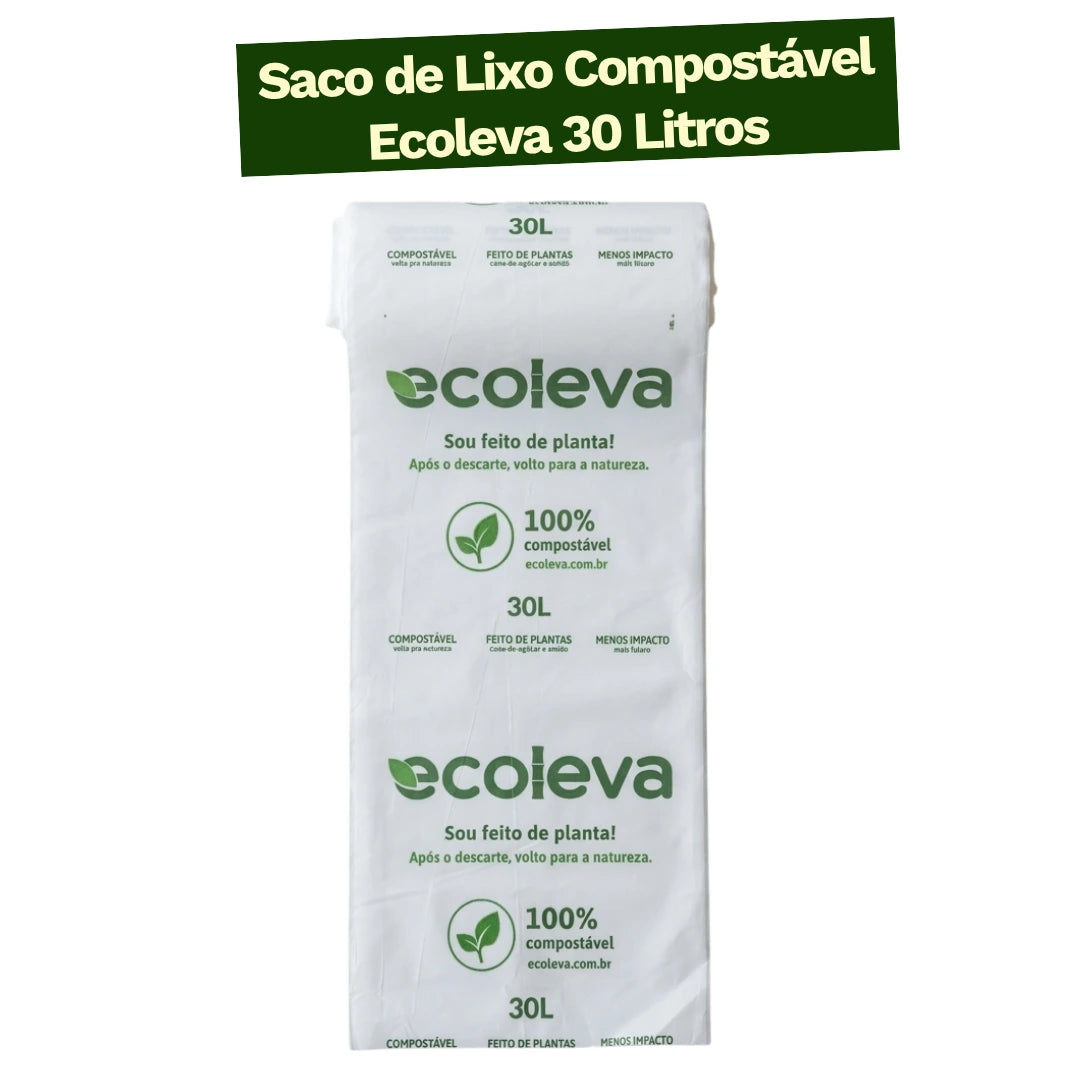 Saco de Lixo 100% Compostável 30L Ecoleva