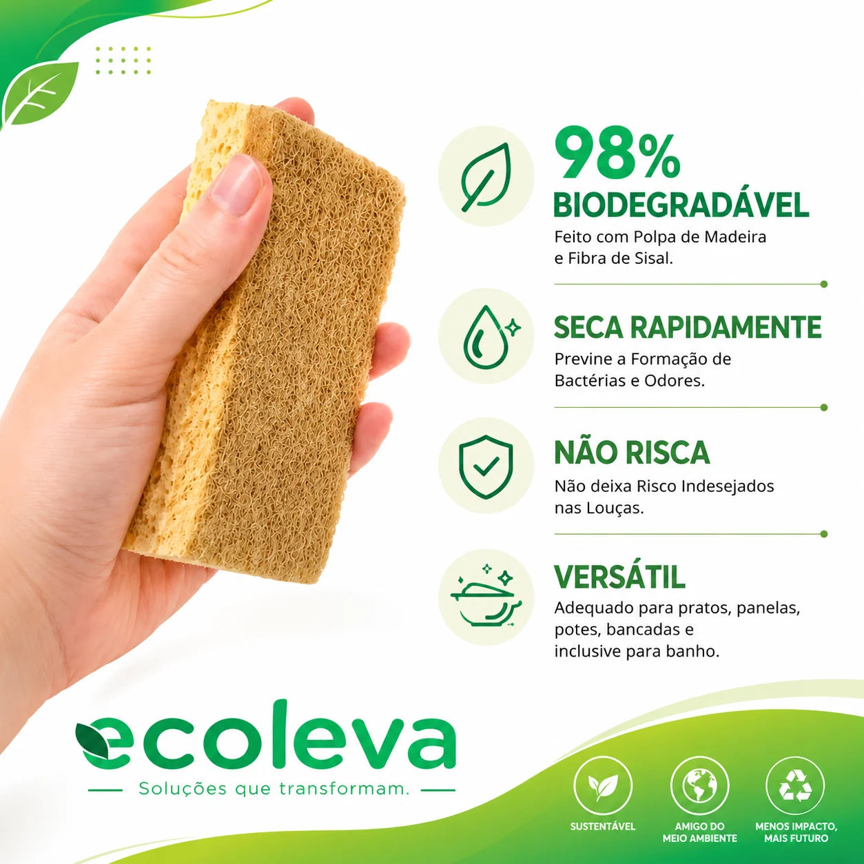 Kit Esponja Fibra de Sisal - 10 unidades