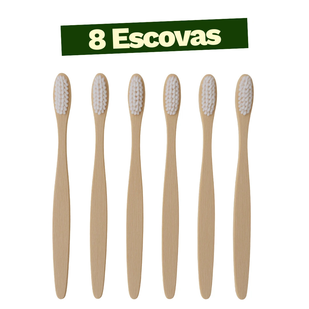 Kit Escova de Dentes de Bambu Biodegradável