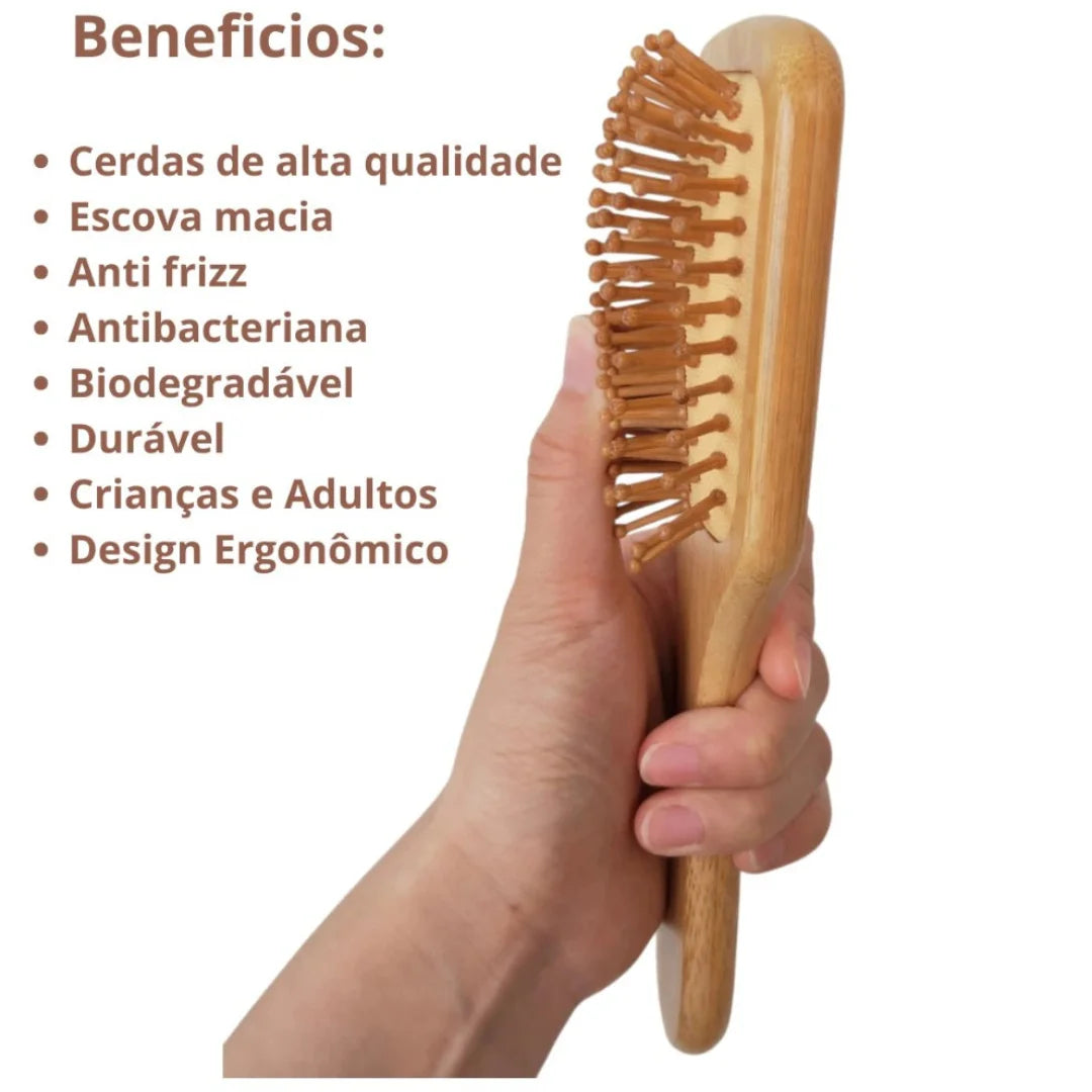 Escova de Cabelo em Bambu