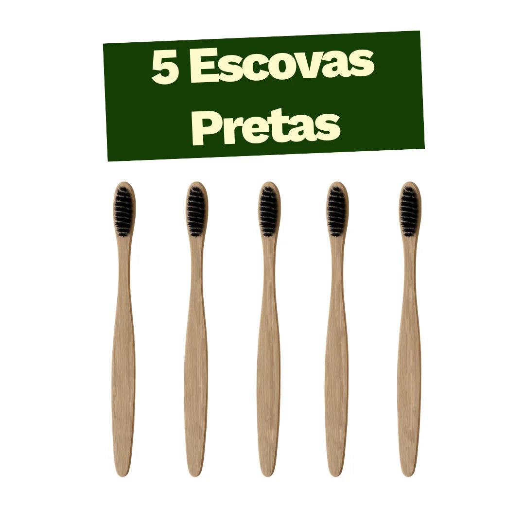 Kit 5 Escovas de Dentes de Bambu