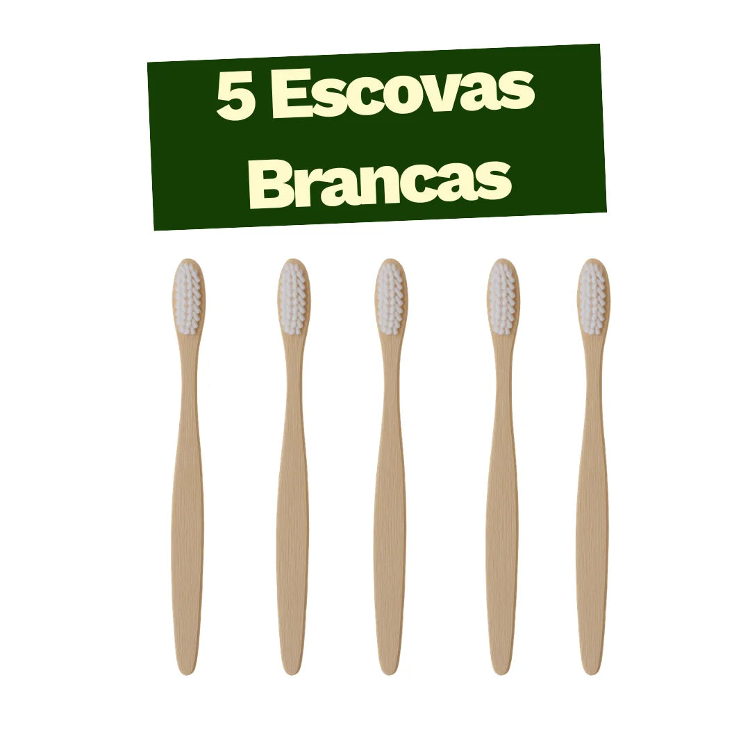 Kit 5 Escovas de Dentes de Bambu