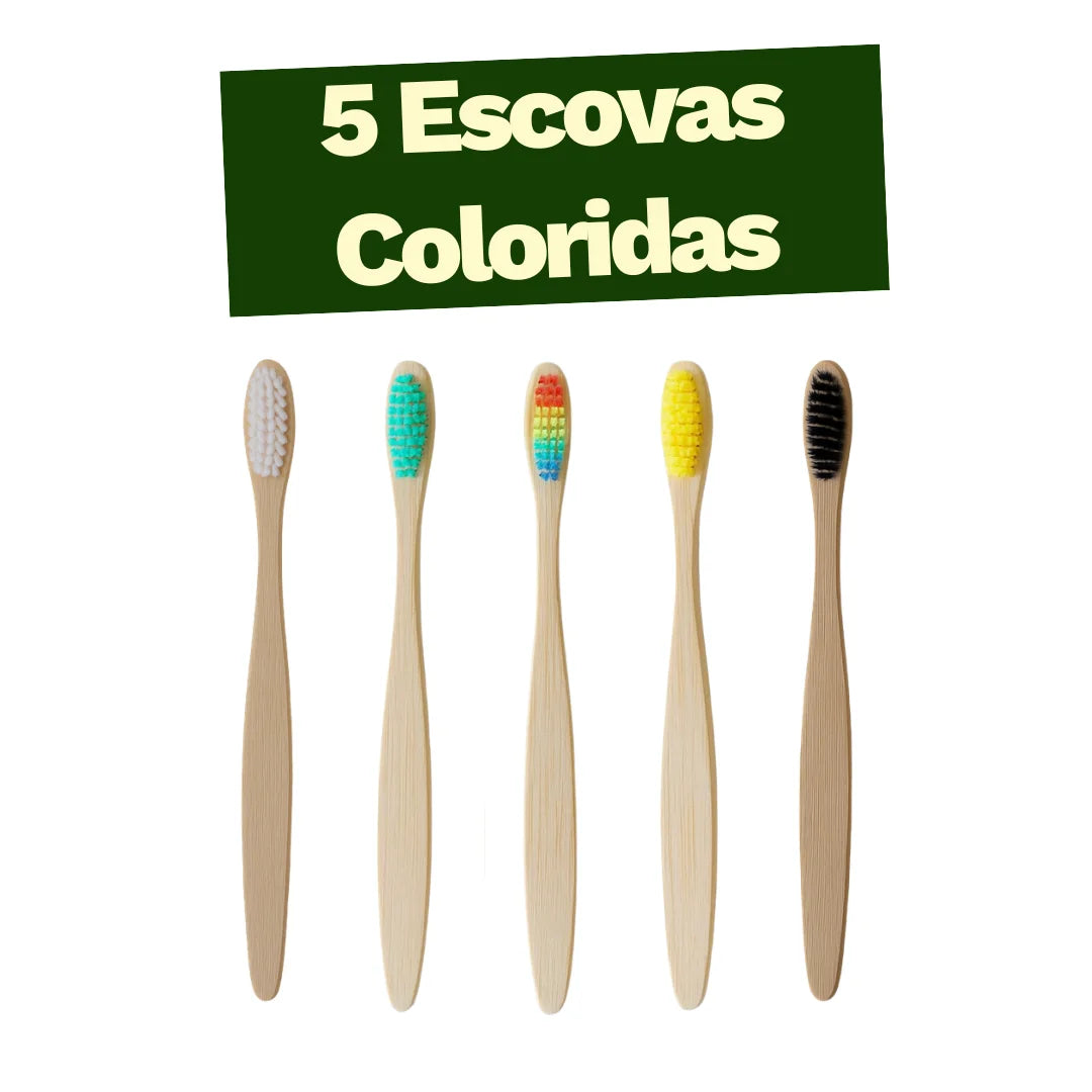 Kit 5 Escovas de Dentes de Bambu