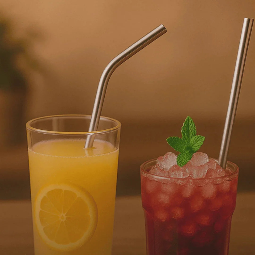 Kit 4 Canudos Inox com 1 Escova Ecológica Reutilizável