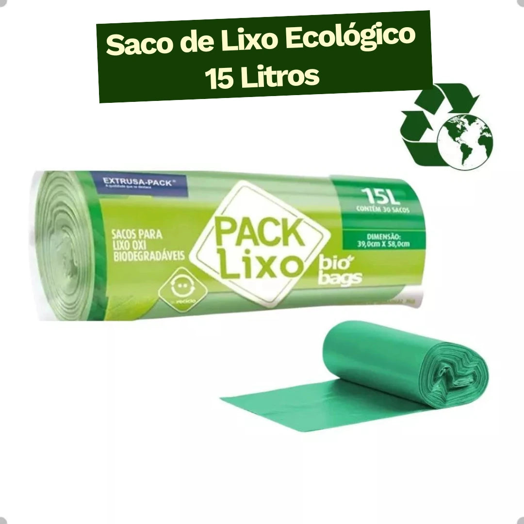 Saco de Lixo Ecológico 15 Litros - 60 Unidades