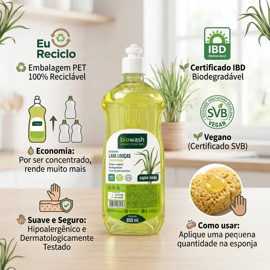 Kit Detergente Leve 4 Pague 3 - Biowash 650ml