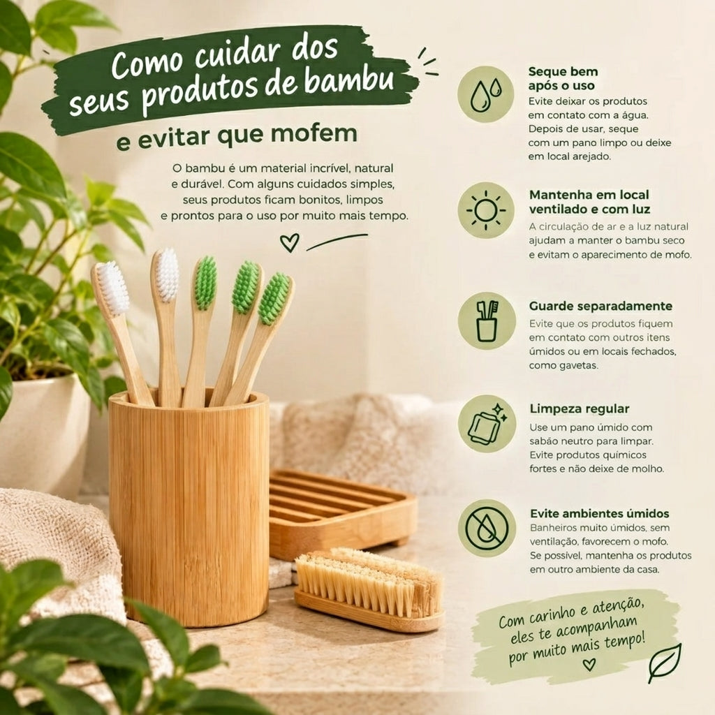 Kit Alvi Verde Escova de Dentes de Bambu Biodegradável