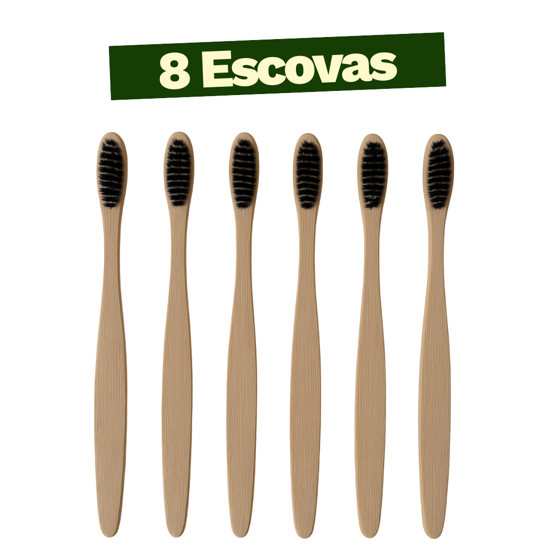 Kit Escova de Dentes de Bambu Biodegradável