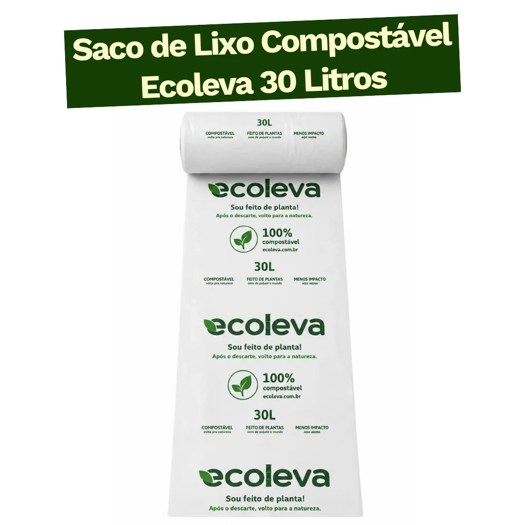 Saco de Lixo 100% Compostável 30L Ecoleva