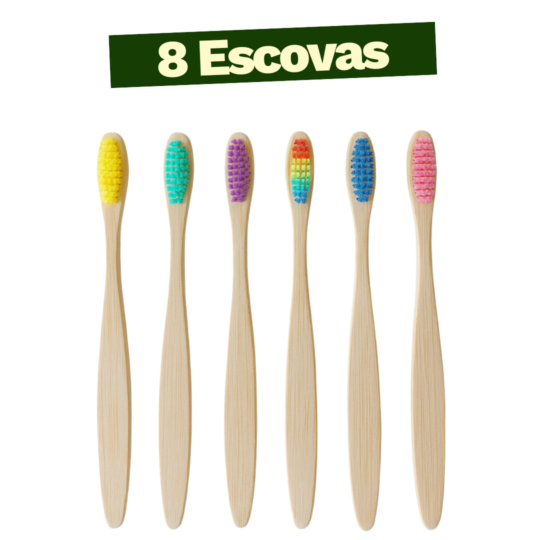 Kit Escova de Dentes de Bambu Biodegradável