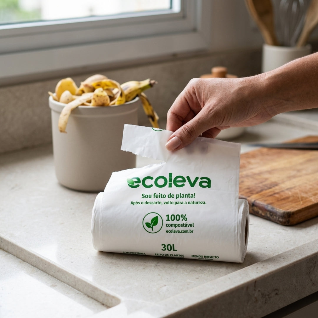 Saco de Lixo 100% Compostável 30L Ecoleva