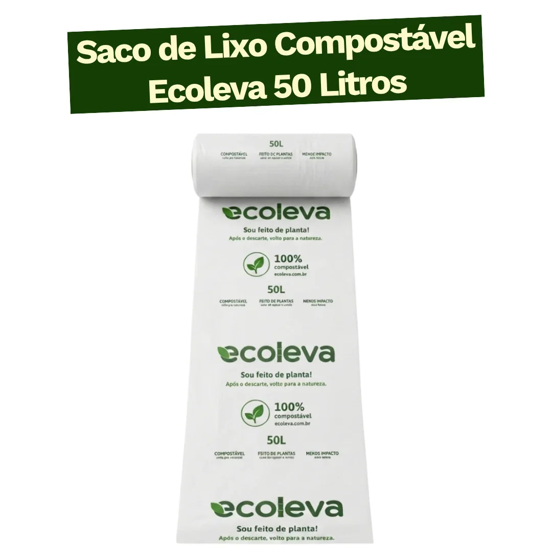 Saco de Lixo 100% Compostável 50L Ecoleva