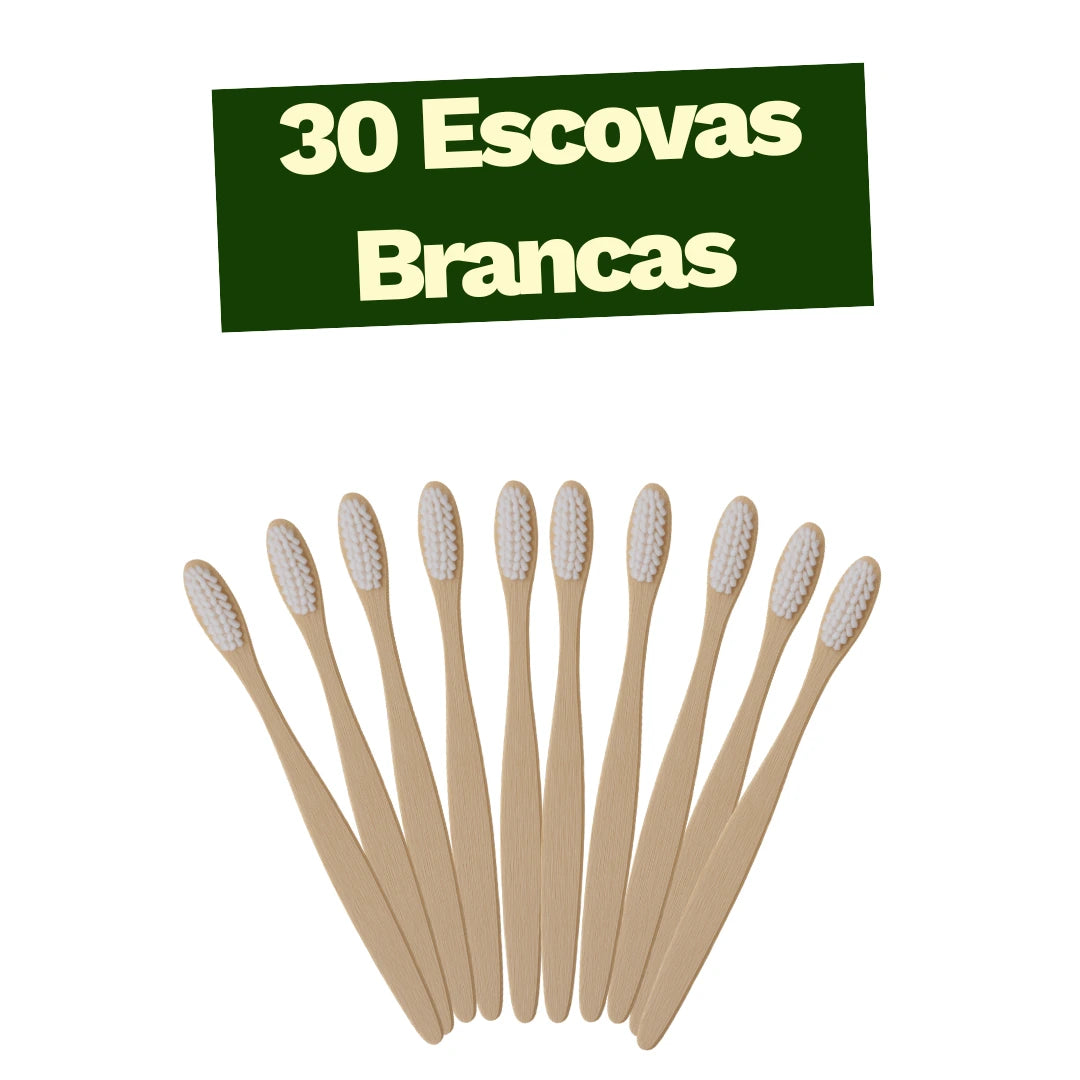 Kit 30 Escovas de Dentes de Bambu