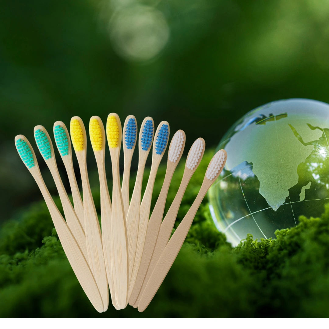 Kit Brasil Sustentável - 12 escovas de Bambu cores da bandeira