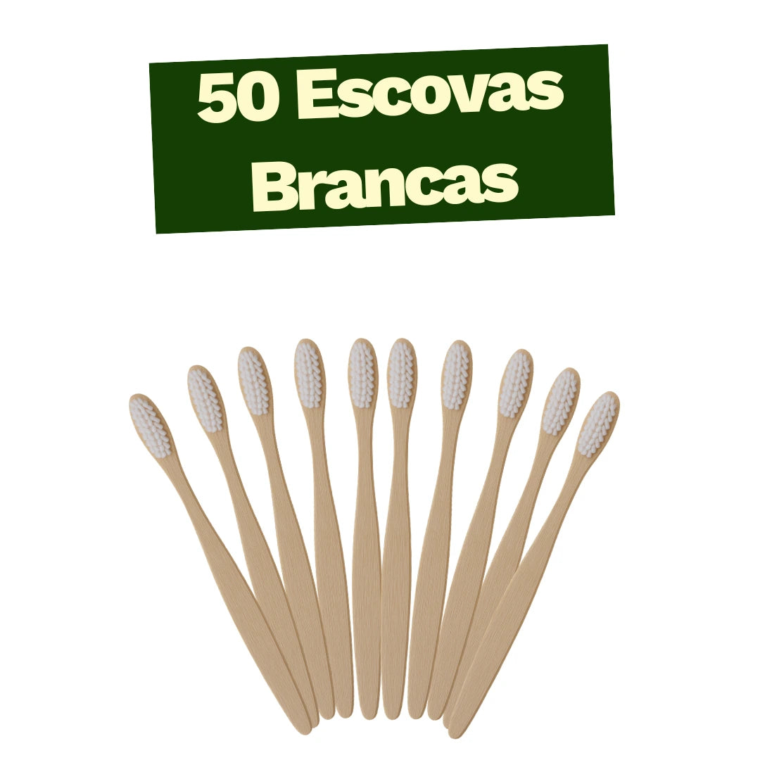 Kit 50 Escovas de Dentes de Bambu