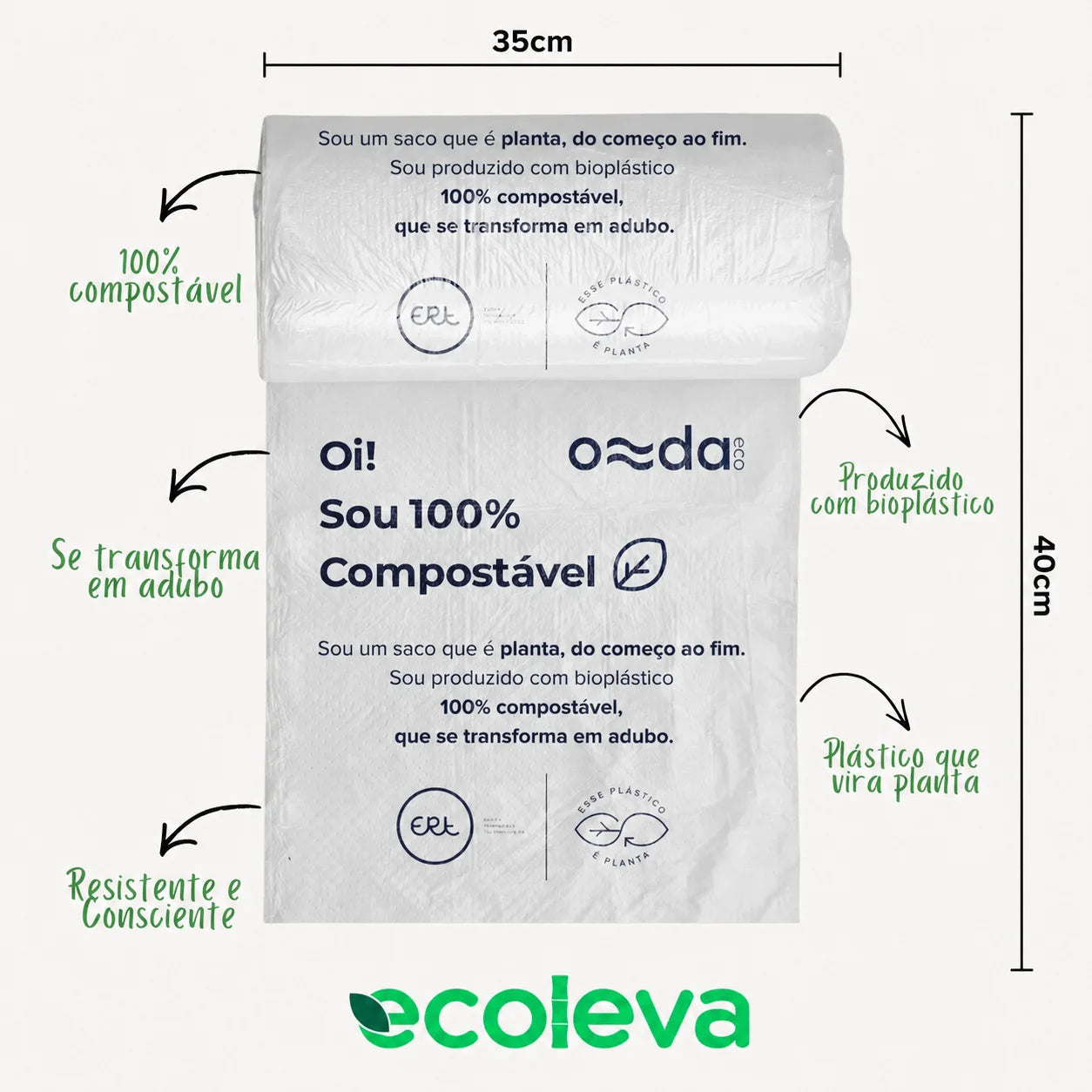Saco de Lixo 100% Compostável 5L
