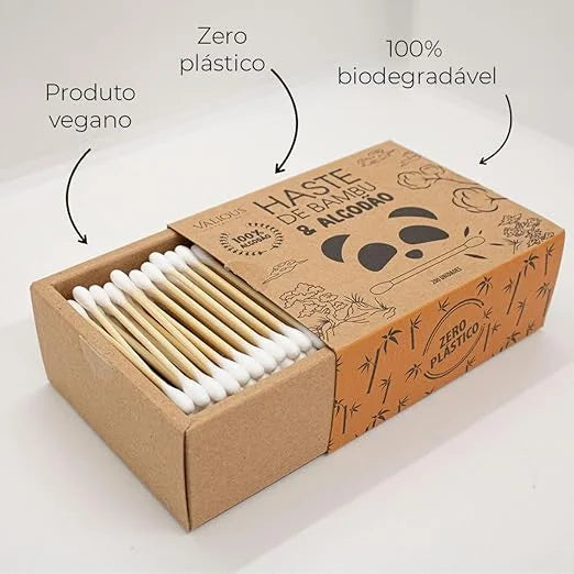 Haste de Bambu e Algodão - Caixa com 200 unidades