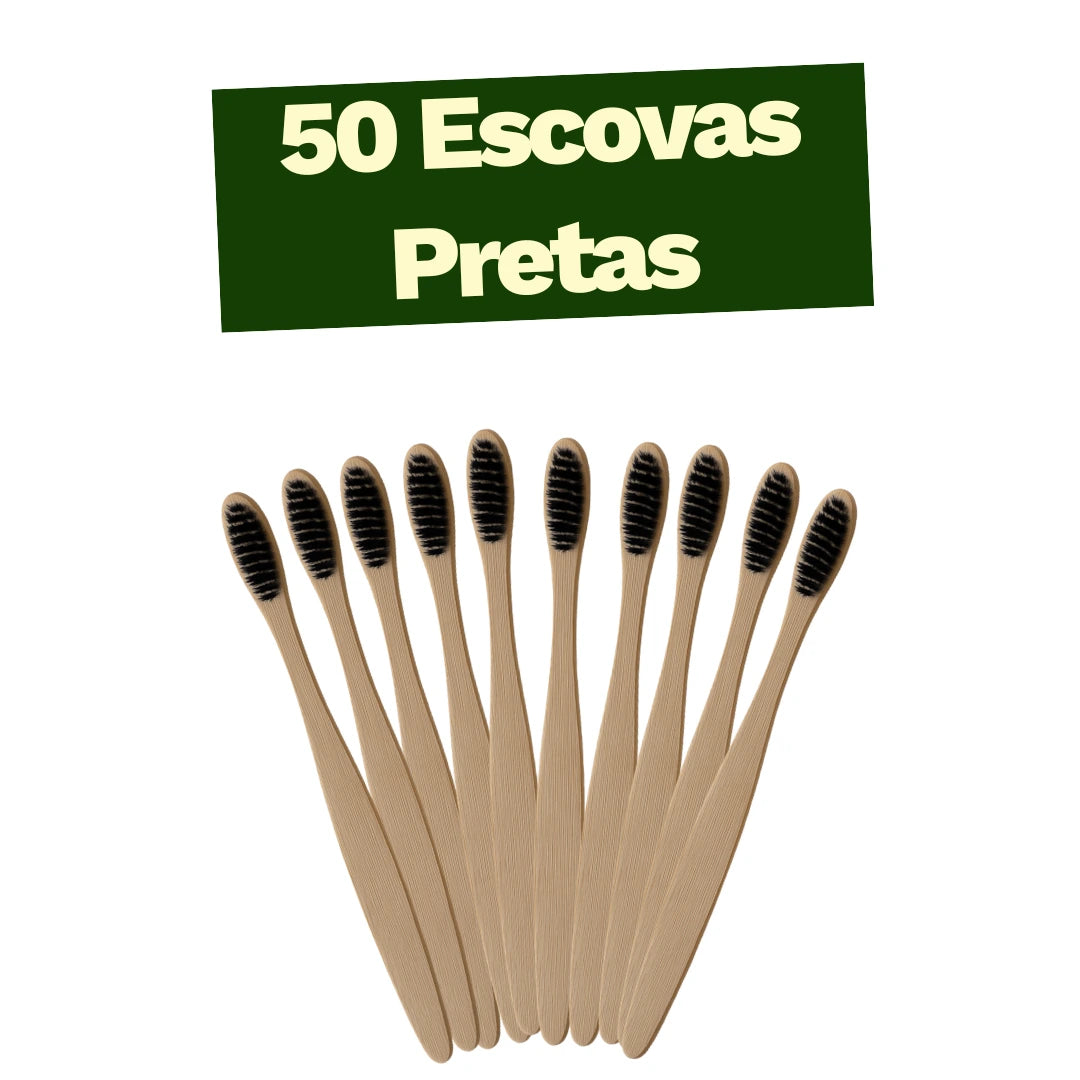 Kit 50 Escovas de Dentes de Bambu