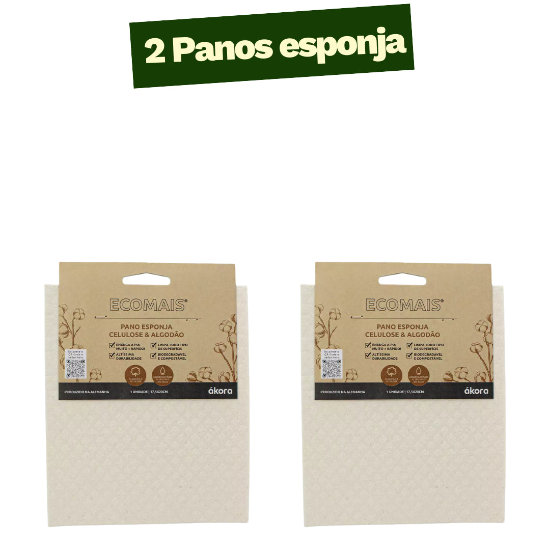 Kit com 2 panos esponja ecológicos