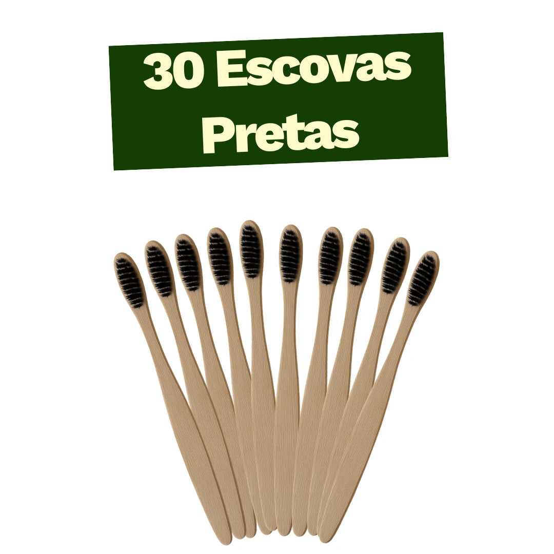 Kit 30 Escovas de Dentes de Bambu
