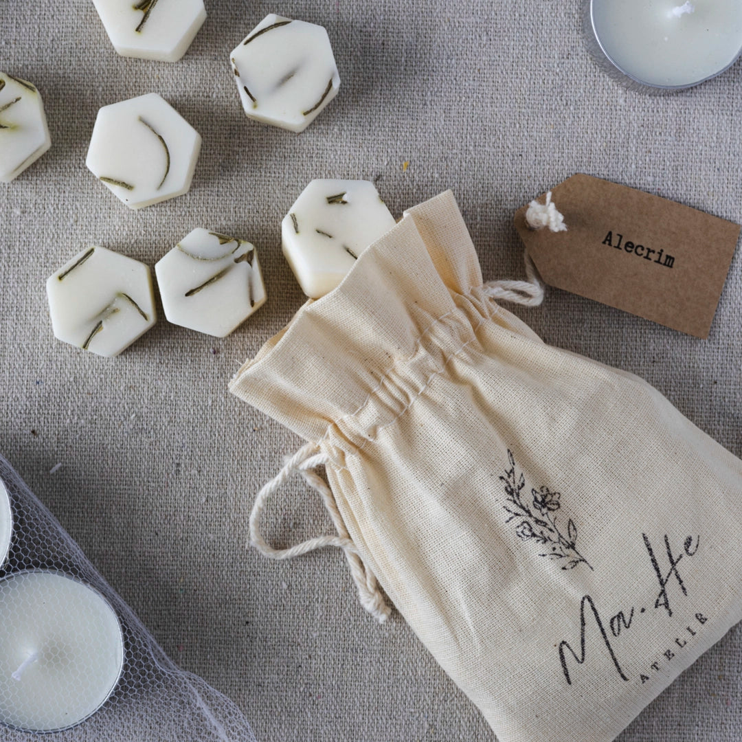 Kit Saquinhos Aromáticos de Algodão + 4 Velas Rechaud