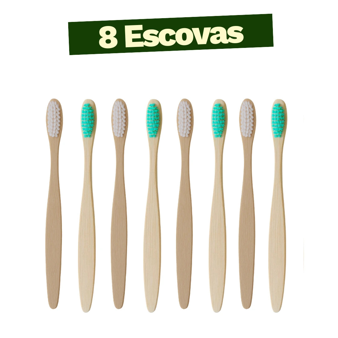 Kit Alvi Verde Escova de Dentes de Bambu Biodegradável