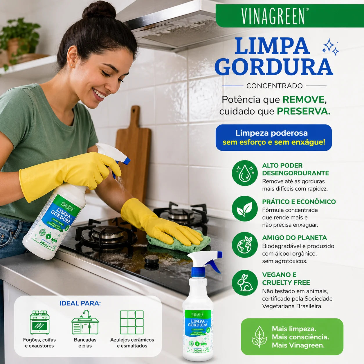Desengordurante Vinagreen Concentrado 500ml - Biodegradável