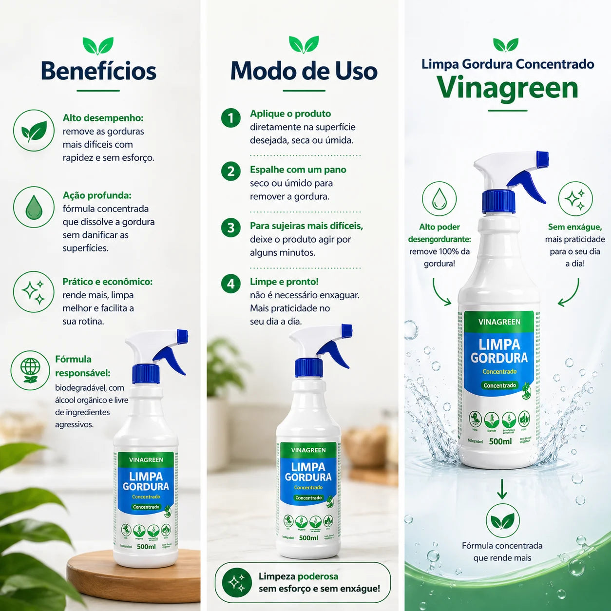 Desengordurante Vinagreen Concentrado 500ml - Biodegradável