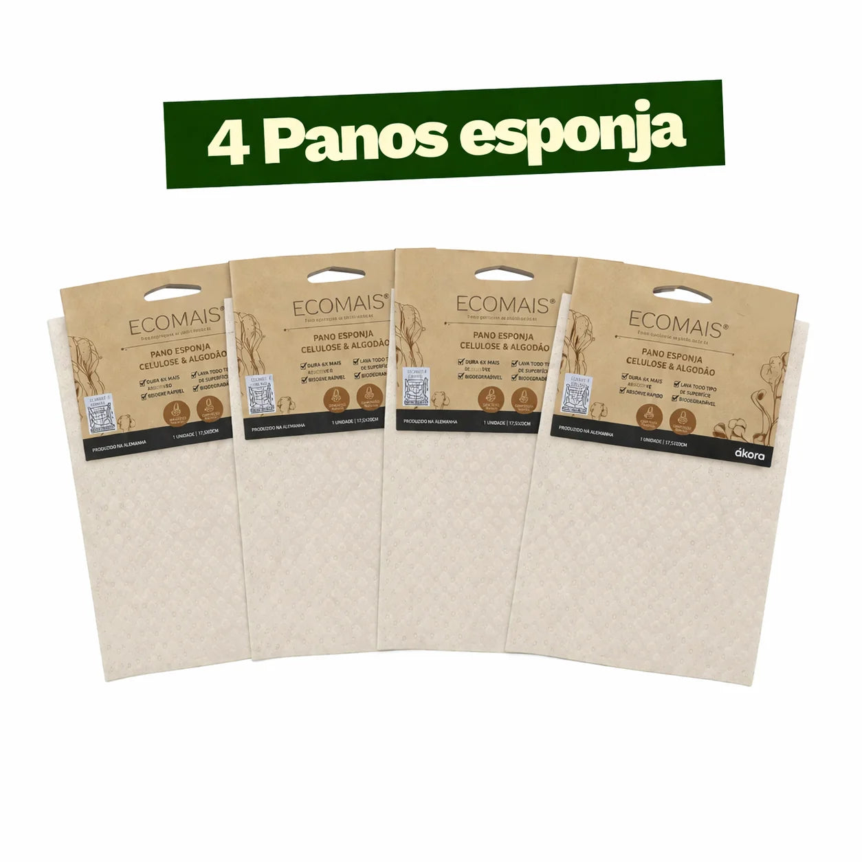 Kit com 4 panos esponja ecológicos