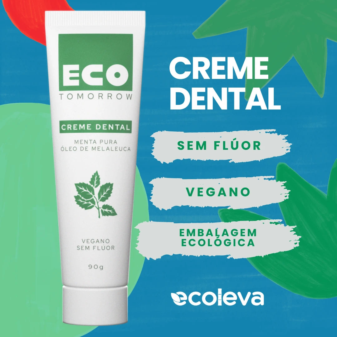 Kit 3 Cremes Dentais Veganos Sem Fluor Menta Pura
