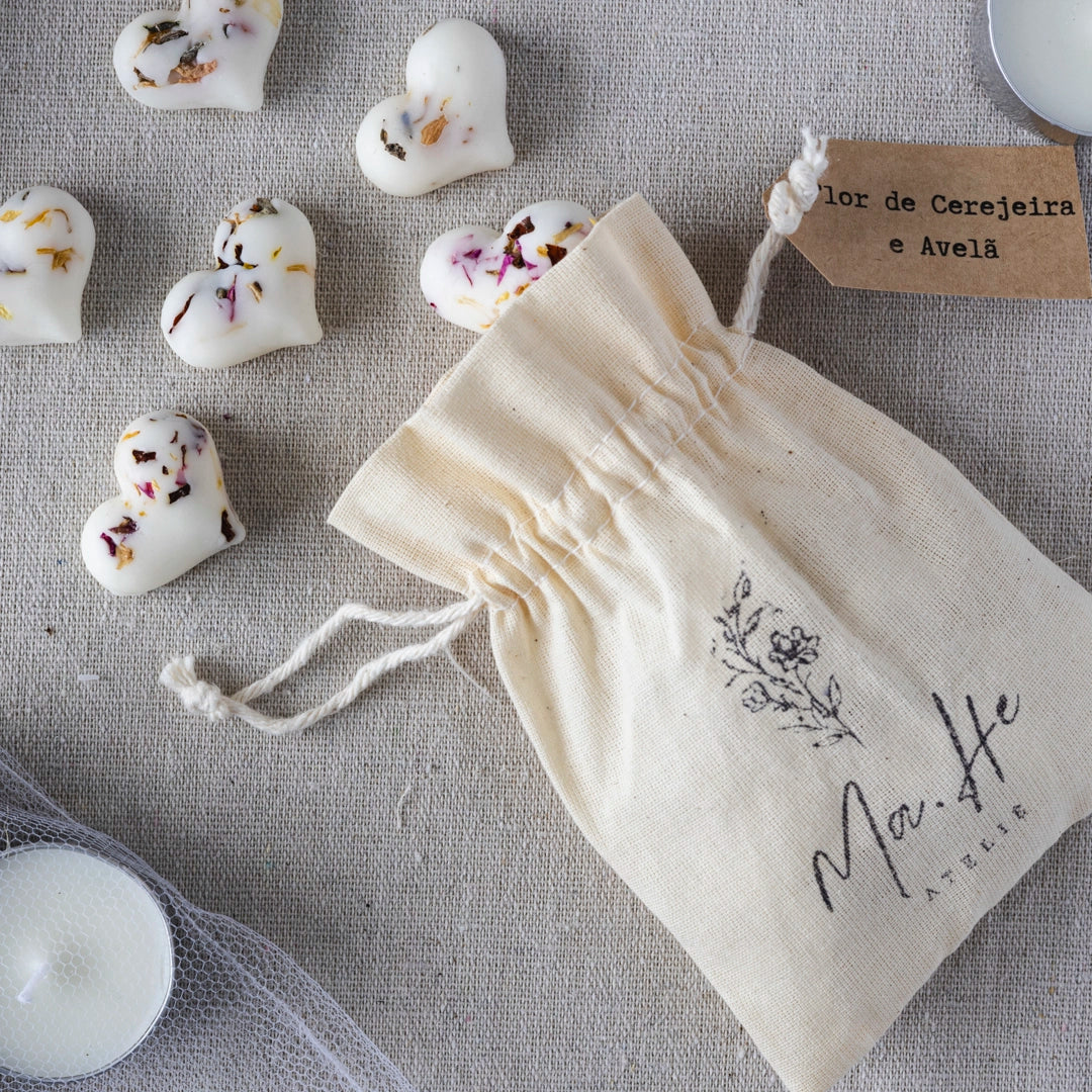 Kit Saquinhos Aromáticos de Algodão + 4 Velas Rechaud