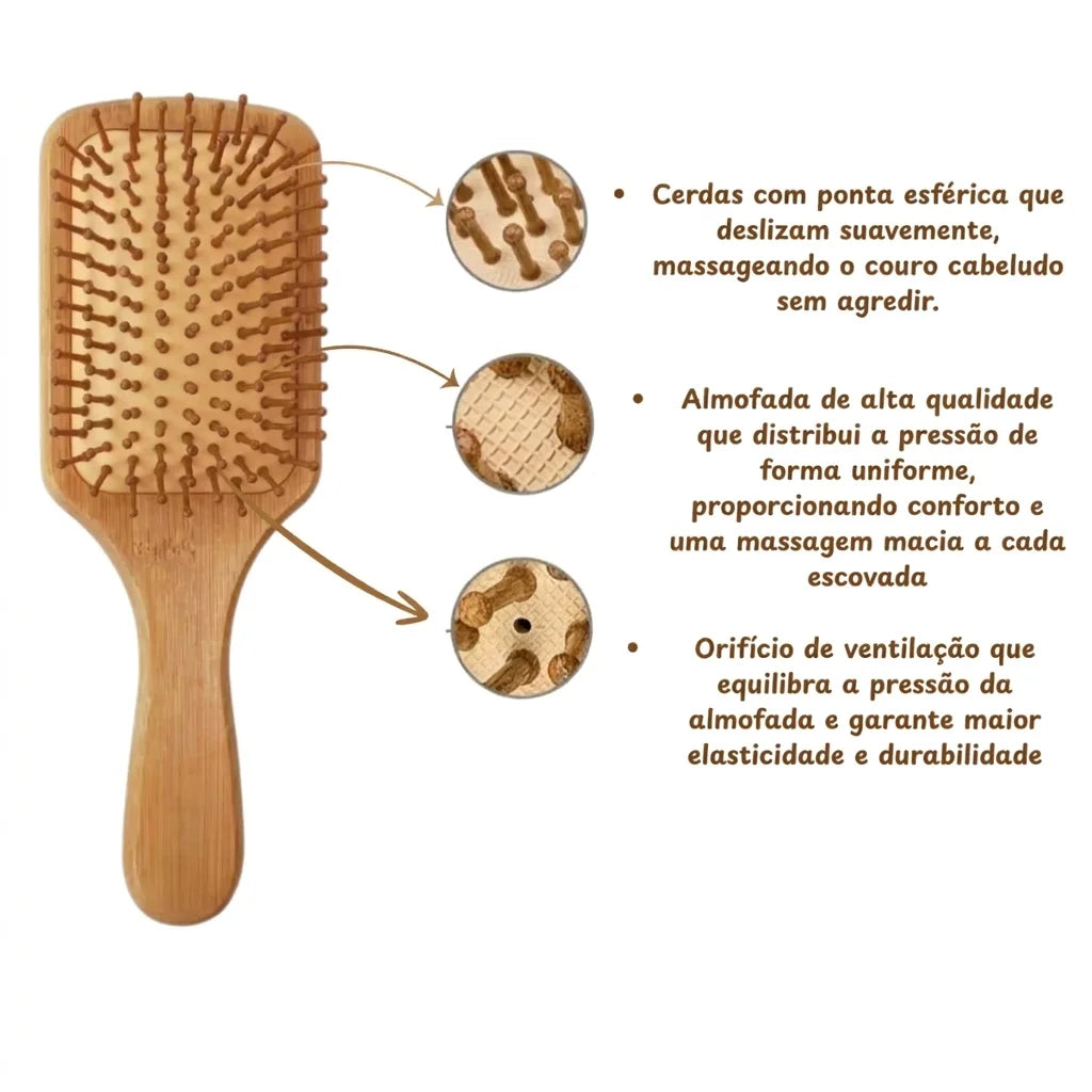 Escova de Cabelo em Bambu