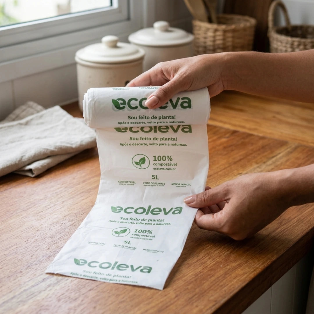 Saco de Lixo 100% Compostável 5L Ecoleva