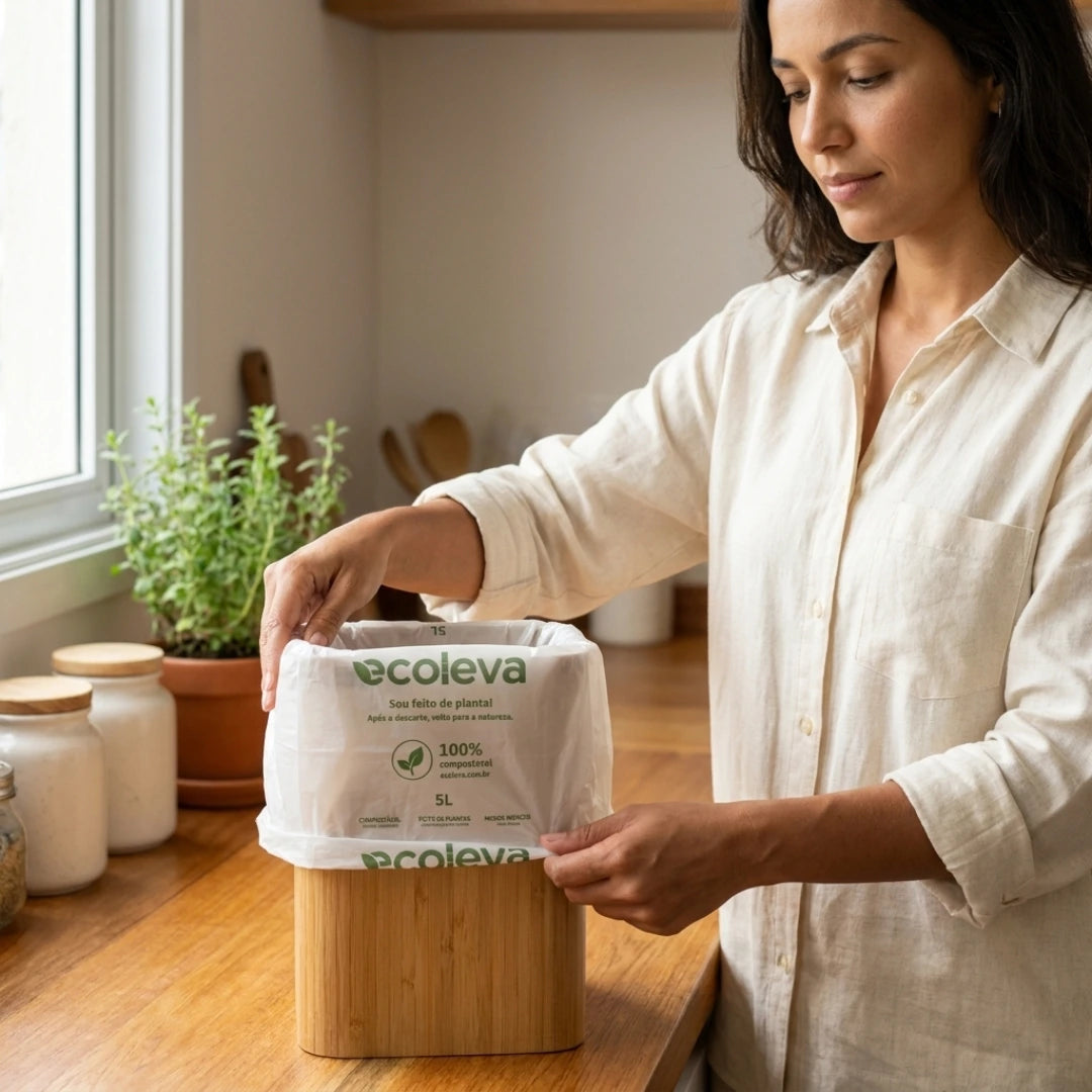 Saco de Lixo 100% Compostável 5L Ecoleva