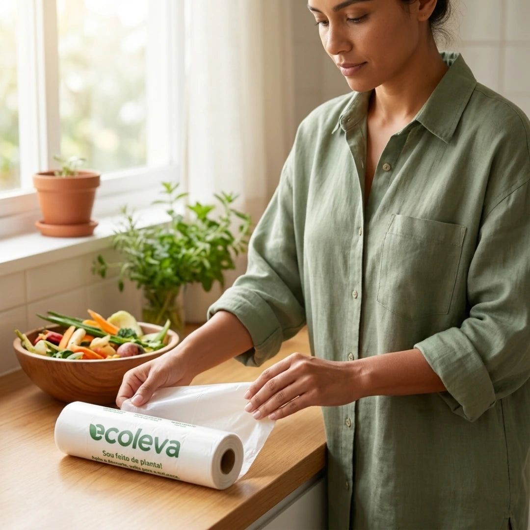 Saco de Lixo 100% Compostável 50L Ecoleva