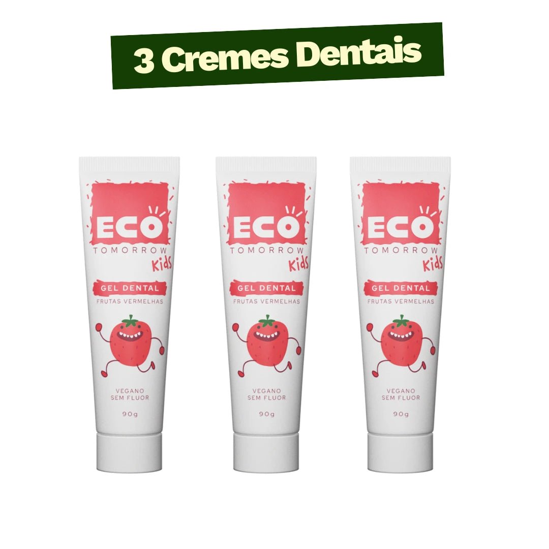 Kit 3 Cremes Dentais Veganos Kids Sem Fluor - Ecoleva