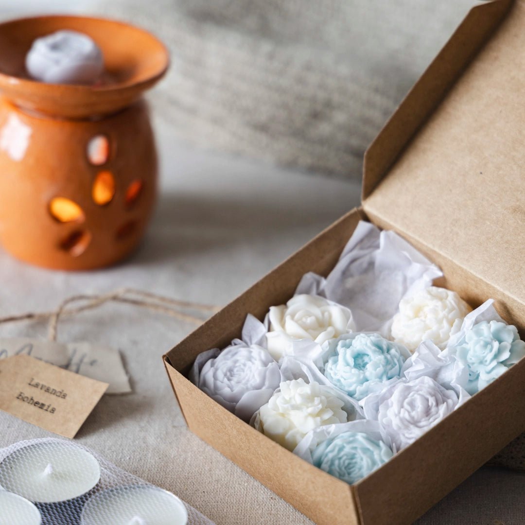 Kit Caixinhas de Flores Aromáticas + 6 Velas Rechaud - Ecoleva