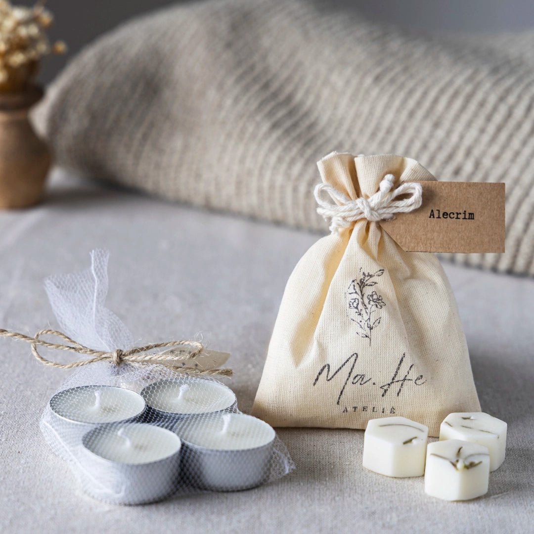 Kit Saquinhos Aromáticos de Algodão + 4 Velas Rechaud - Ecoleva